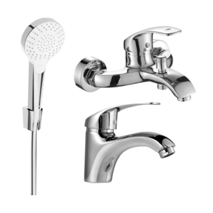 Súprava batérií MEXEN Fabia R05 - umývadlová batéria + vaňová batéria so sprchou chróm vyobraziť