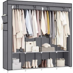 Textilná šatníková skriňa Rivet sivá vyobraziť