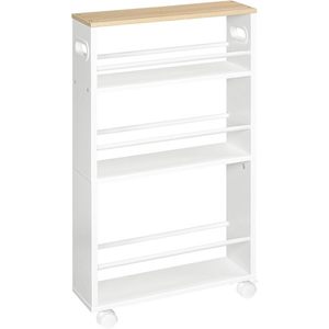 Úzký pojízdný kuchyňský regál Vasagle Tonari 45 cm bílý/hnědý vyobraziť