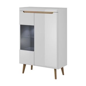 Vitrína Nordi 90 cm biela/dub Riviéra vyobraziť