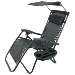 Zahradní lehátko LERIN s odkládacím stolkem černé vyobraziť
