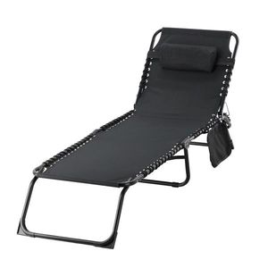 Zahradní lehátko SLEEPYLIKE s kapsou a polštářem černé vyobraziť