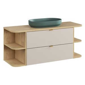 Závesná skrinka Dalia Cashmere River s doskou a umývadlom 120 cm kašmírová/dub cremona vyobraziť