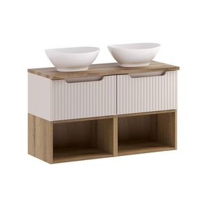 Závesná skrinka Nova Cashmere Lola s doskou a umývadlami 100 cm kašmírová/dub coast evoke vyobraziť