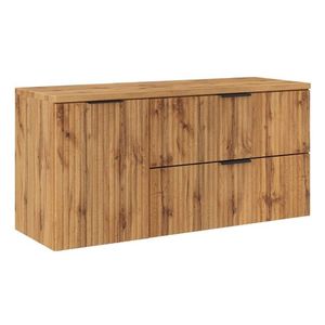 Závesná skrinka pod umývadlo Casad s doskou a košom na bielizeň 120 cm dub wotan vyobraziť