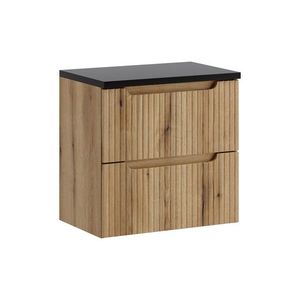 Závesná skrinka pod umývadlo Nova s doskou 60 cm dub coast evoke/čierna vyobraziť