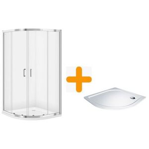 CERSANIT/S - SPRCHOVÝ KÚT ŠTVRTKRUH 90x190 TRANSPARENT SKLO + VANIČKA S154-002-SET1 vyobraziť