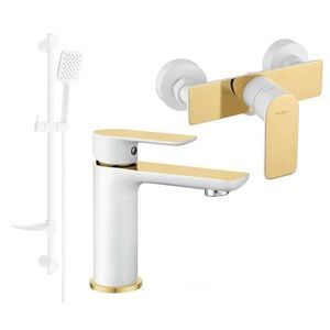 MEXEN/S - Alfa DF62 Set umývadlovej a sprchovej batérie s príslušenstvom, bielo/zlatá 745704DF62-25 vyobraziť