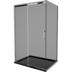 MEXEN/S - Omega sprchovací kút 100x90, grafit, chróm + čierna vanička so sifónom 825-100-090-01-40-4070 vyobraziť