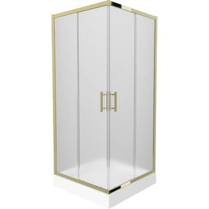 MEXEN/S - Rio sprchovací kút štvorec 90 x 90, dekor, zlato + vanička Rio vrátane výpuste 860-090-090-50-30-4510 vyobraziť