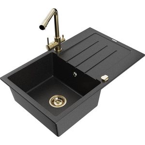 MEXEN/S MEXEN/S - Bruno granitový drez s odkvapkávačom vrátane batérie Duero, čierna/strieborná metalík 6513-73-671600-50 vyobraziť