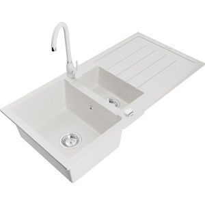 MEXEN/S MEXEN/S - Andres granitový drez s odkvapkávačom vrátane batérie Telma, biela 6515-20-670200-20 vyobraziť