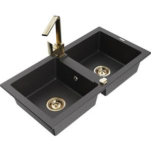 MEXEN/S MEXEN/S - Mario granitový drez 2-bowly vrátane batérie Rita, čierny kropenatý 6504-76-670300-50 vyobraziť