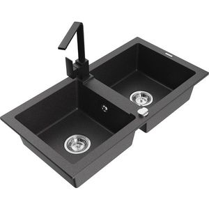 MEXEN/S MEXEN/S - Mario granitový drez 2-bowly vrátane batérie Rita, čierny kropenatý 6504-76-670300-70 vyobraziť