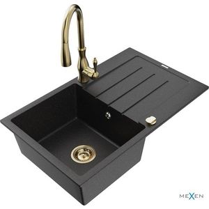 MEXEN/S MEXEN/S - Bruno granitový drez 1 s odkvapkávačom vrátane batérie Savita, čierna/strieborná metalík 6513-73-672601-50 vyobraziť