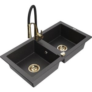 MEXEN/S MEXEN/S - Mario granitový drez 2-bowl vrátane batérie Aster, čierna kropenatá 6504-76-73450-57-G vyobraziť