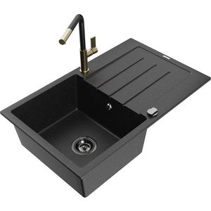 MEXEN/S MEXEN/S - Bruno granitový drez 1 s odkvapkávačom vrátane batérie Flora, čierna/strieborná metalík 6513-73-670401-57-B vyobraziť