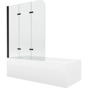 MEXEN/S - Vega obdĺžniková vaňa 170 x 70 cm s panelom + vaňová zástena 120, transparent, čierna 550117070X9012037000 vyobraziť
