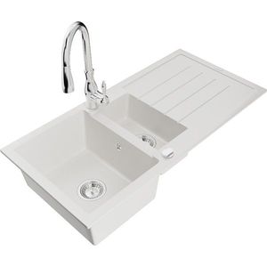 MEXEN/S MEXEN/S - Andres granitový drez s odkvapkávačom vrátane batérie Savita, biela 6515-20-672601-00 vyobraziť