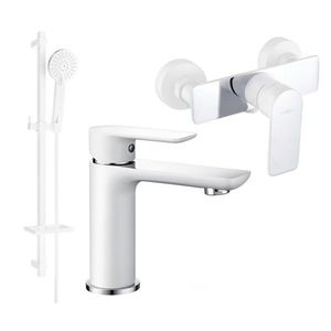 MEXEN/S - Alfa DQ40 Set umývadlovej a sprchovej batérie s príslušenstvom, bielo/chróm 745704DQ40-02 vyobraziť