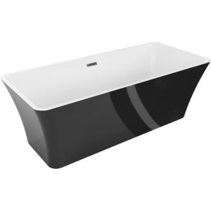 MEXEN/S - Tonia voľne stojaca vaňa 170 x 75, biela/čierna, sifón a prepad grafit metal 52171707575-95 vyobraziť