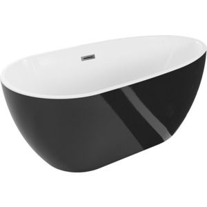 MEXEN/S - Eos voľne stojaca vaňa 150 x 75, biela/čierna, sifón a prepad grafit metal 52471507575-95 vyobraziť