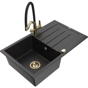 MEXEN/S MEXEN/S - Bruno granitový drez s odkvapkávačom vrátane batérie Duo, čierna/strieborná metalík 6513-73-671701-57-G vyobraziť