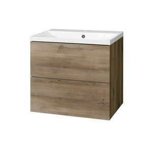 Mereo Aira, kúpeľňová skrinka s umývadlom z liateho mramoru 61 cm, dub Halifax CN740M vyobraziť