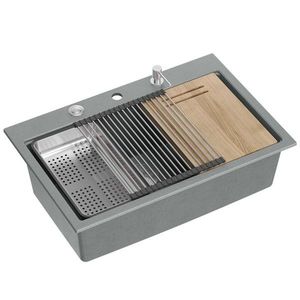 Quadron Quadron - Granitový drez MARC 110 WORKSTATION Grey Metallic Zlaty HQM7650U5_PVDG1 vyobraziť