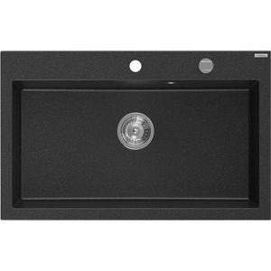 MEXEN MEXEN - Elix granitový drez 1-miska 800 x 500 mm, čierna/strieborná metalík, sifón chróm 6527801005-73 vyobraziť