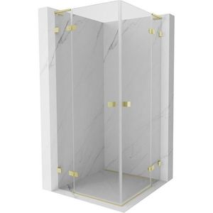 MEXEN/S - Lunar L Duo sprchovací kút dvere krídlové 80 x 80, transparent, zlato kartáčovaná 834L-080L-080P-55-00 vyobraziť