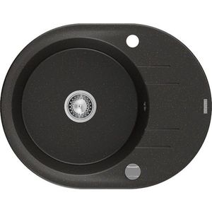 MEXEN MEXEN - Kevin granitový drez 1 s odkvapkávačom 586x458 mm, čierna/zlatý metalik, sifón chróm 6517581005-75 vyobraziť