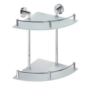 SAPHO - X-ROUND E polička sklo roh dvojitá s hrazdou 280x380x280, chróm XR604 vyobraziť