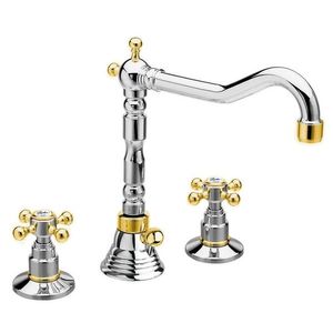 SAPHO - ANTEA trojprvková umývadlová batéria s retro hubicou, s výpusťou, chróm/zlato 3222 vyobraziť