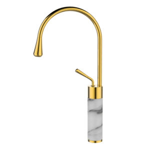 INVENA - Umývadlová batéria vysoká STONE biela/zlatá BU-03-W13-V vyobraziť