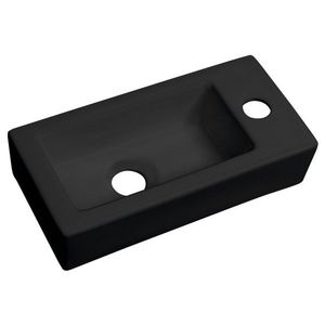 SAPHO - ZOE keramické umývadlo 37x18cm, otvor pre batériu vpravo, čierna mat AR495B vyobraziť