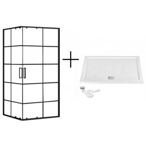 REA/S - Sprchovací kút CONCEPT 80x100 - čierny + biela sprchová vanička Savoy KPL-K1005 vyobraziť