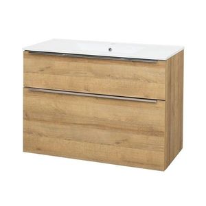 Mereo Mailo, kúpeľňová skrinka s keramickým umývadlom 101 cm, dub Riviera, chróm madlo CN522 vyobraziť