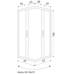 KERRA - Sprchovací kút Malibu SQ 100x70 (bez vaničky) 5907548123404 vyobraziť