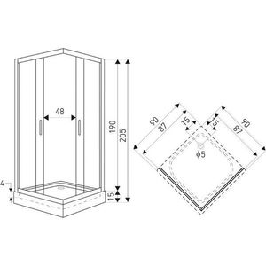 KERRA - Sprchovací kút Madera Str 90 SQ (s vaničkou) 5907548115331 vyobraziť