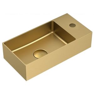 SAPHO - AURUM nerezové umývadlo, 36, 5x18cm, vrátane výpuste, ľavé/pravé, zlato mat AU204 vyobraziť