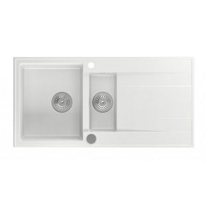 SAPHO SAPHO - Drez granitový zabudovateľný s odkvapom a vaničkou, 100x50cm, biela GR1331 vyobraziť