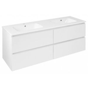 SAPHO - EZARA dvojumývadlová skrinka 140x55x46cm, biela lesk EZ141-3030 vyobraziť