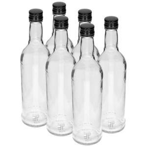 Fľaša 500 ml úzka na alkohol s čiernym uzáverom na závit 6 ks vyobraziť