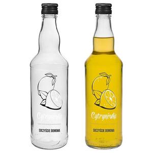 Fľaša 500 ml s uzáverom na závit, potlač Cytrynówka vyobraziť