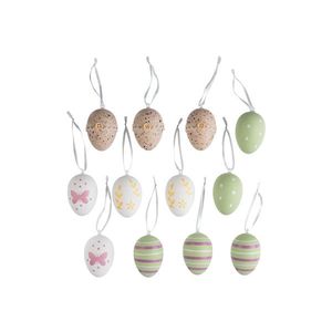 LIVARNO® Dekoratívne veľkonočné vajíčka, 12 kusov (zelená/béžová) vyobraziť