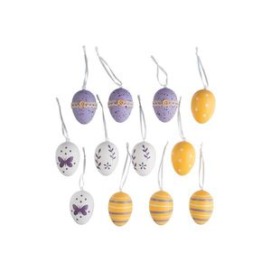 LIVARNO® Dekoratívne veľkonočné vajíčka, 12 kusov (fialová/žltá/biela) vyobraziť