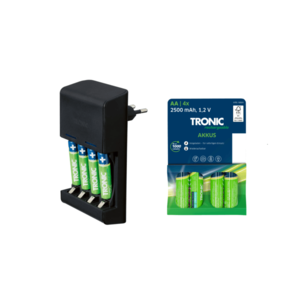 TRONIC® Nabíjačka batérií AA/AAA + Ni-MH nabíjateľné batérie AA, 4 kusy vyobraziť