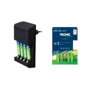TRONIC® Nabíjačka batérií AA/AAA + Ni-MH nabíjateľné batérie AAA, 4 kusy vyobraziť