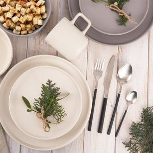 Čierny/v striebornej farbe antikoro príbor 24 ks Skandi – Orion vyobraziť